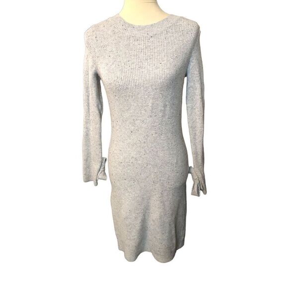 Gray sweater dress Loft gray flecked color throughout sweater dress with ribbon - Picture 1 of 10